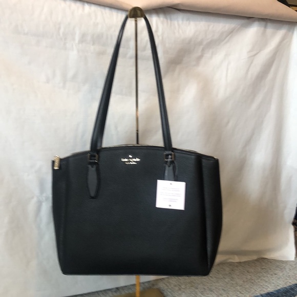Kate Spade black pebble leather large shoulder bag new with tags; zip & magnetic - Picture 3 of 10